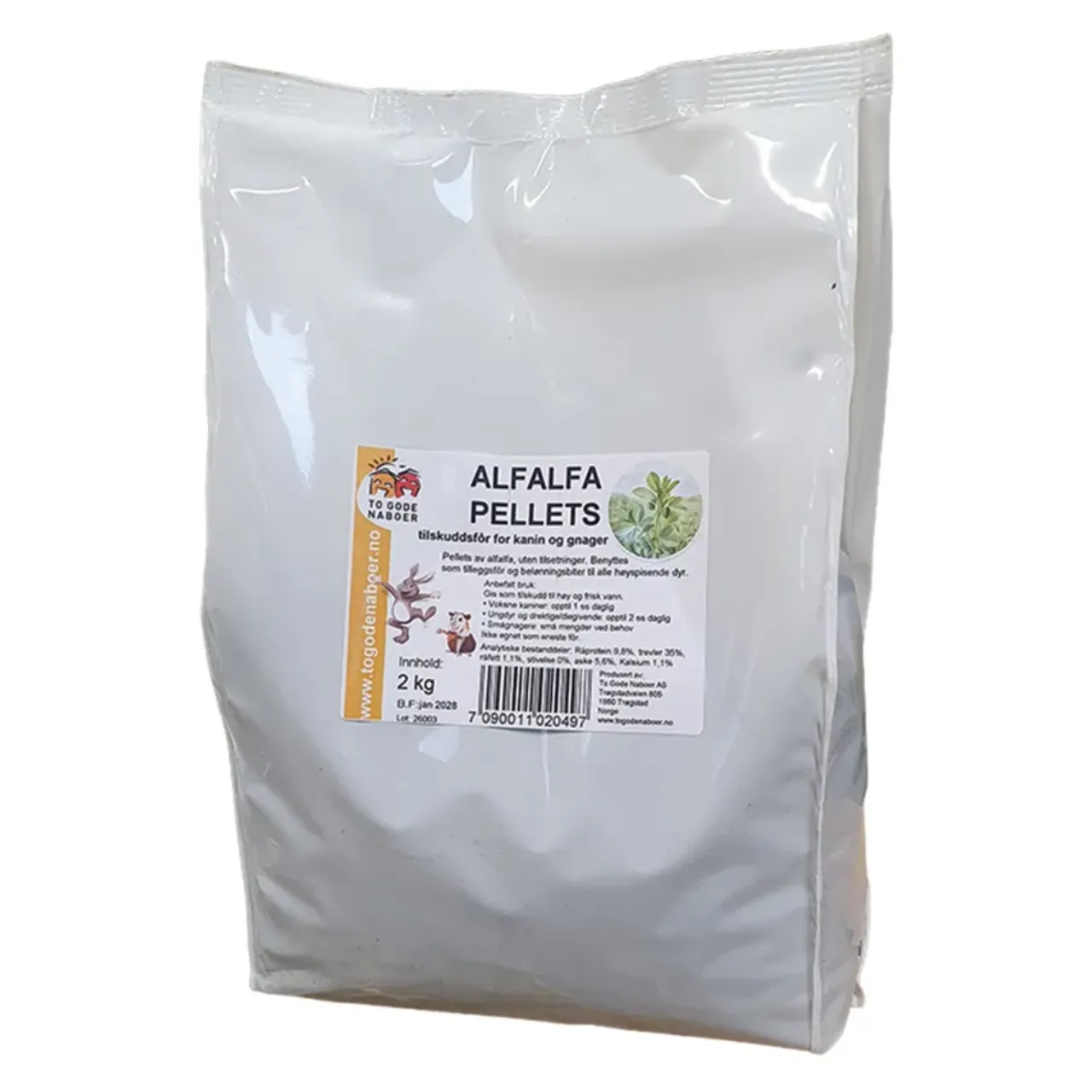 To Gode Naboer Alfalfa høpiller til kanin og marsvin 2 kg